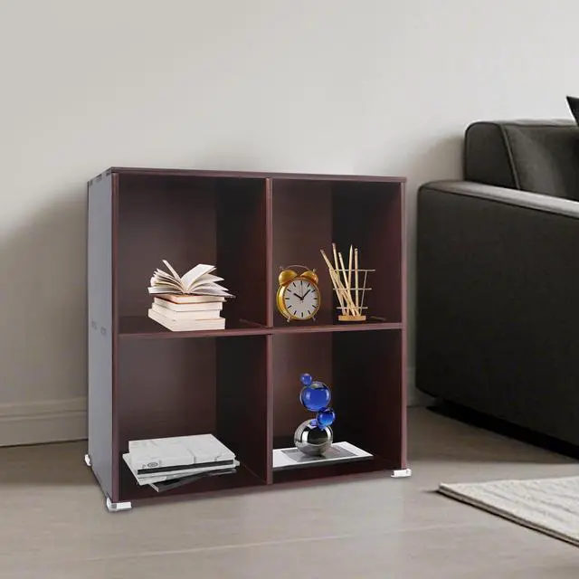 Alt view image 2 of 6 - 4 Cube Storage Organizer,Solid Wood Bookshelf Cube Shelf,Vertical or Horizontal Bookcase,Open Floor Display Shelf Closet Cabinet for Home Office Library School,24" L x 12" W x 24" H