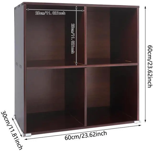 Alt view image 3 of 6 - 4 Cube Storage Organizer,Solid Wood Bookshelf Cube Shelf,Vertical or Horizontal Bookcase,Open Floor Display Shelf Closet Cabinet for Home Office Library School,24" L x 12" W x 24" H