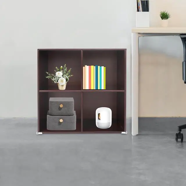 Alt view image 4 of 6 - 4 Cube Storage Organizer,Solid Wood Bookshelf Cube Shelf,Vertical or Horizontal Bookcase,Open Floor Display Shelf Closet Cabinet for Home Office Library School,24" L x 12" W x 24" H