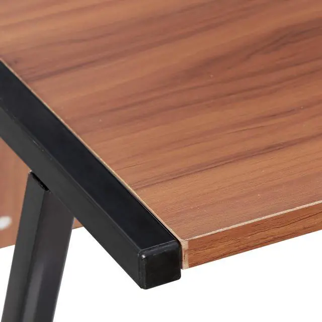 Alt view image 5 of 6 - 55" L-Shaped Corner Computer Desk - Sturdy Steel Frame & Waterproof Surface, Walnut Wood Grain Design for Home Office, Gaming & Multipurpose Workstation
