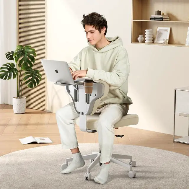 Main image of Freedom-X Criss Cross Office Chair with Wheels & Hideaway Laptop Tray, Ergonomic Chair for Cross Legged Sitting, Home Office, Meditation, Makeup Vanity & ADHD