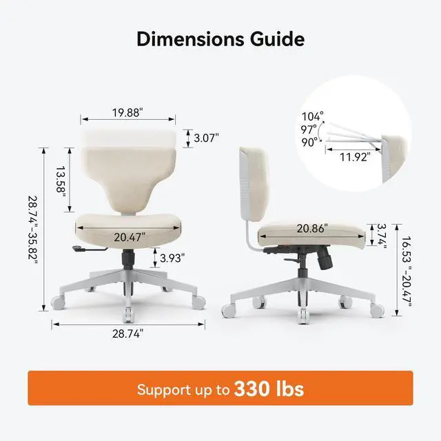 Alt view image 2 of 6 - Freedom-X Criss Cross Office Chair with Wheels & Hideaway Laptop Tray, Ergonomic Chair for Cross Legged Sitting, Home Office, Meditation, Makeup Vanity & ADHD