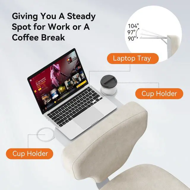 Alt view image 4 of 6 - Freedom-X Criss Cross Office Chair with Wheels & Hideaway Laptop Tray, Ergonomic Chair for Cross Legged Sitting, Home Office, Meditation, Makeup Vanity & ADHD
