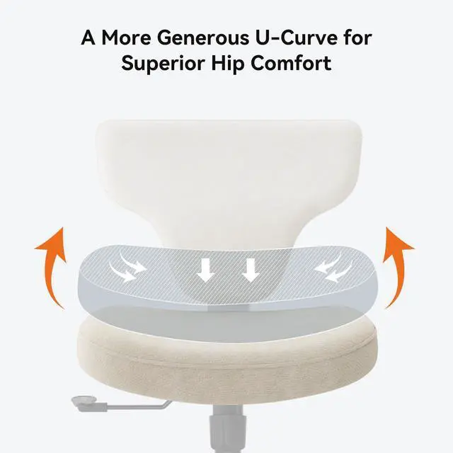 Alt view image 6 of 6 - Freedom-X Criss Cross Office Chair with Wheels & Hideaway Laptop Tray, Ergonomic Chair for Cross Legged Sitting, Home Office, Meditation, Makeup Vanity & ADHD