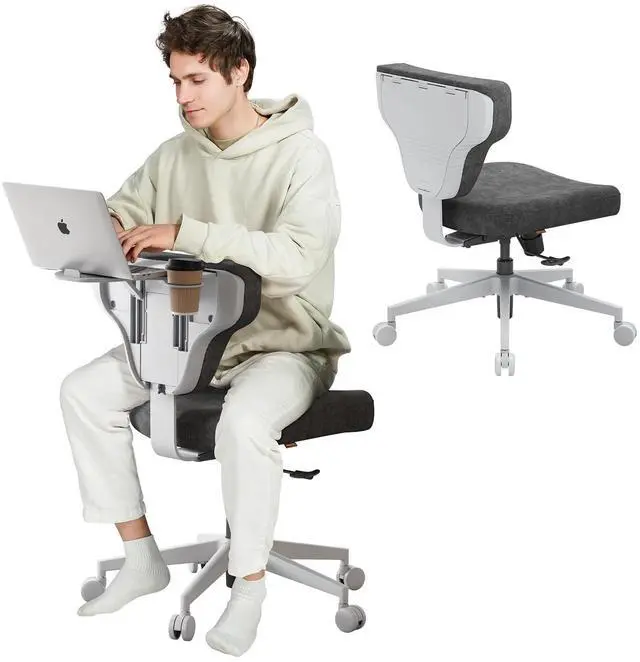 Main image of Freedom-X Criss Cross Office Chair with Wheels & Hideaway Laptop Tray, Ergonomic Chair for Cross Legged Sitting, Home Office, Meditation, Makeup Vanity & ADHD