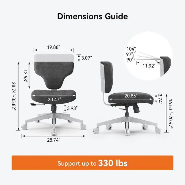 Alt view image 2 of 6 - Freedom-X Criss Cross Office Chair with Wheels & Hideaway Laptop Tray, Ergonomic Chair for Cross Legged Sitting, Home Office, Meditation, Makeup Vanity & ADHD