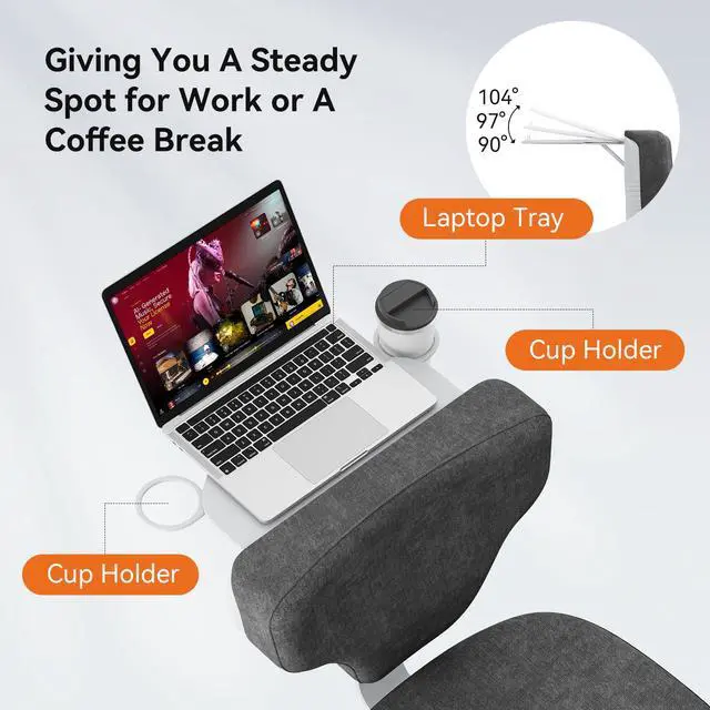 Alt view image 4 of 6 - Freedom-X Criss Cross Office Chair with Wheels & Hideaway Laptop Tray, Ergonomic Chair for Cross Legged Sitting, Home Office, Meditation, Makeup Vanity & ADHD