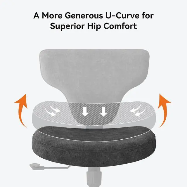Alt view image 5 of 6 - Freedom-X Criss Cross Office Chair with Wheels & Hideaway Laptop Tray, Ergonomic Chair for Cross Legged Sitting, Home Office, Meditation, Makeup Vanity & ADHD