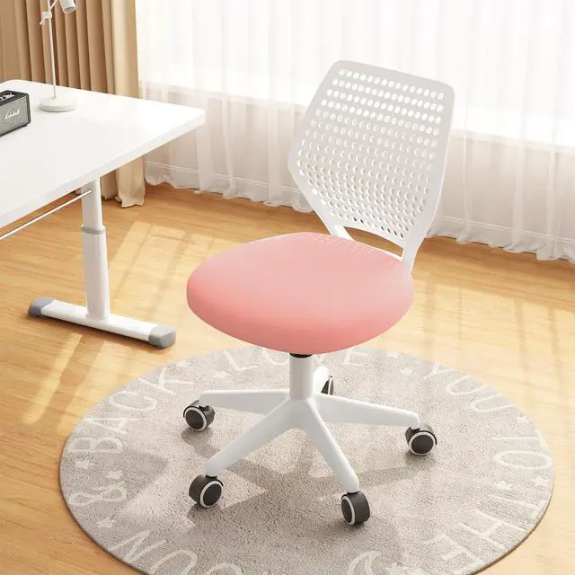 Main image of Small Office Chair with Wheels, Armless Desk Chair Height Adjustable Swivel Rolling Task Chair Breathable Mesh Ergonomic Computer Work Chair for Adult, Pink