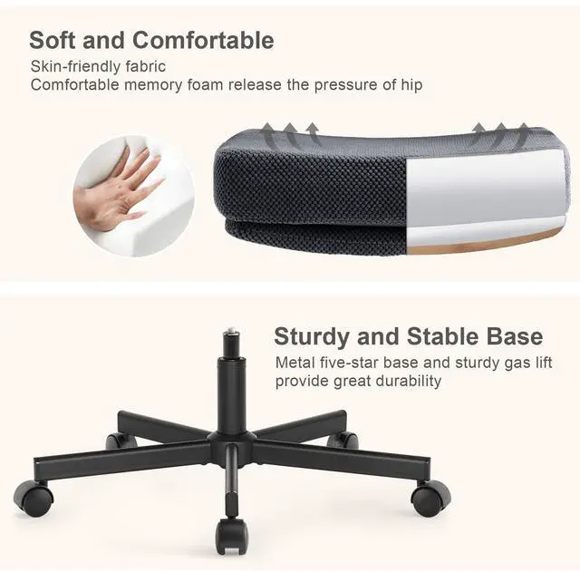 Alt view image 5 of 6 - Criss Cross Chair with Wheels and Flip Arms- Comfy Fabric Cross Legged Office Chair with Thick Cushion&Wide Seat, Adjustable Swivel Desk Chair for Home Office, Apartment, Bedroom