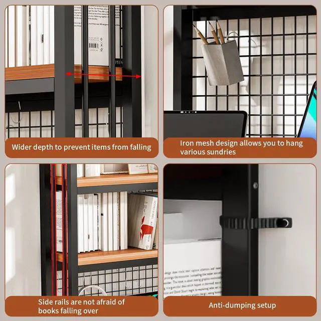 Alt view image 4 of 6 - 2-Tier Desktop Hutch Bookshelf Metal Desk Shelf,Storage DisplayShelf for Computer Desk, Multifunctional Freestanding Storage Rack for Office, Home Decor, Kitchen (45.2 * 35 * 9.44 in)
