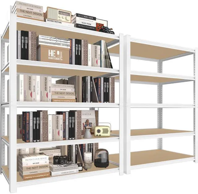 Main image of 35.4" W x 15.7" D x 72" H 5-Tier Adjustable Book Shelf - 2 Packs Modern Standing Open Bookshelf, Tall Display Bookcase Storage Shelves for Living Room, Bedroom, Sturdy, Office, White