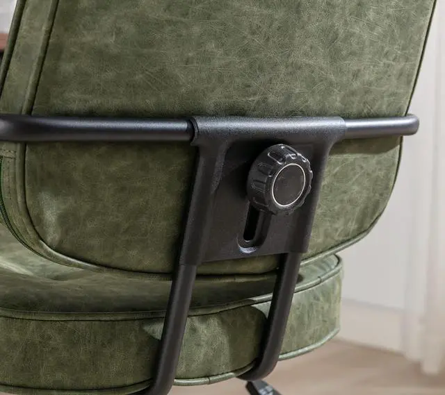 Alt view image 5 of 6 - Modern Swivel Office Desk Chair with Armrest, Comfy Height Adjustable Computer Chair with Wheels, Mid Back Tufted Button Desk Chair for Home Office, PU Green, 1pc
