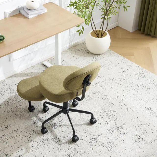 Alt view image 2 of 6 - Ergonomic Cross-Legged Meditation Office Chair Wide Criss Cross Kneeling Chair with Wheels, Adjustable Lumbar Support, Ideal for Yoga, Study & ADHD Makani 601 (Olive, Standard)