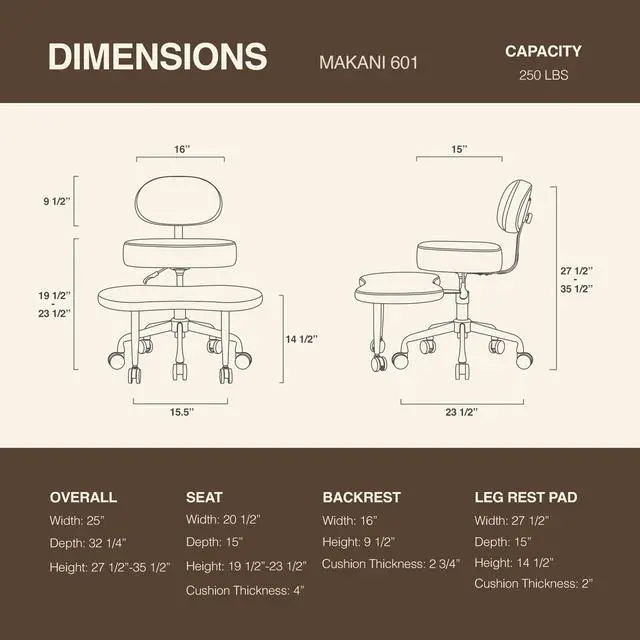 Alt view image 3 of 6 - Ergonomic Cross-Legged Meditation Office Chair Wide Criss Cross Kneeling Chair with Wheels, Adjustable Lumbar Support, Ideal for Yoga, Study & ADHD Makani 601 (Olive, Standard)