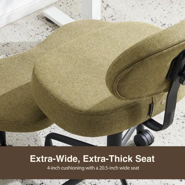 Alt view image 6 of 6 - Ergonomic Cross-Legged Meditation Office Chair Wide Criss Cross Kneeling Chair with Wheels, Adjustable Lumbar Support, Ideal for Yoga, Study & ADHD Makani 601 (Olive, Standard)