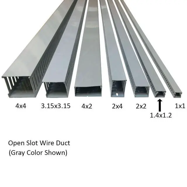 Alt view image 2 of 3 - 2" W x 2" H Open Slot Wire Duct Cable Raceway - 25 Sticks | 164 Feet - Gray