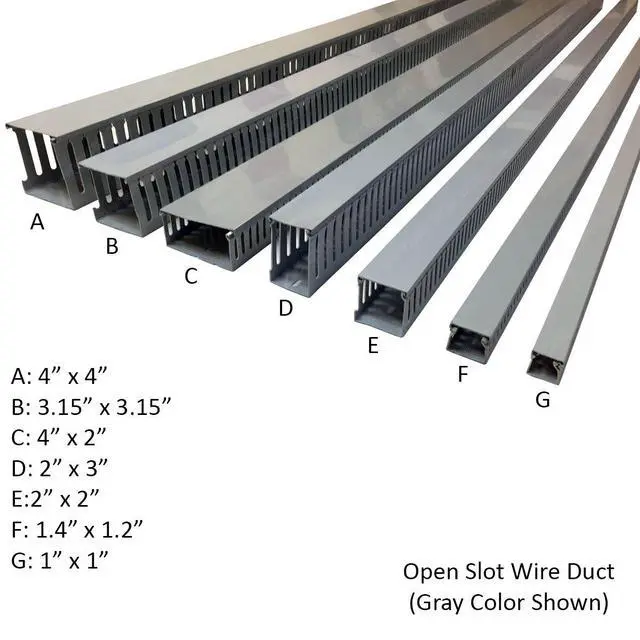 Alt view image 3 of 3 - 2" W x 2" H Open Slot Wire Duct Cable Raceway - 25 Sticks | 164 Feet - Gray