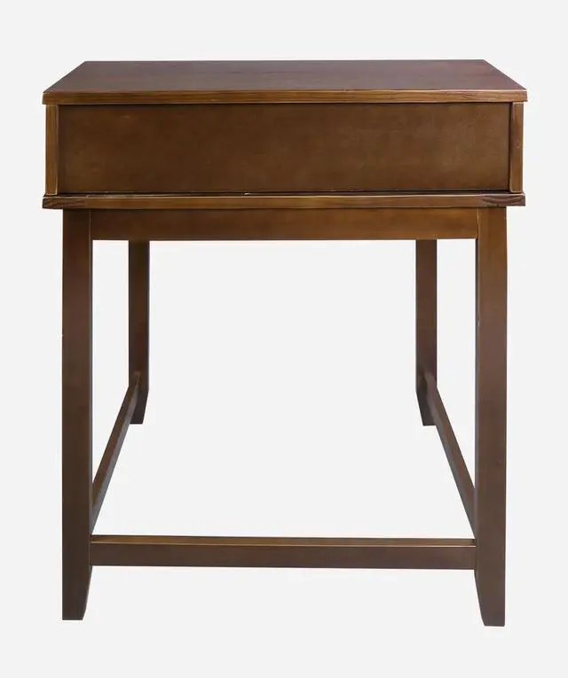 Alt view image 6 of 6 - Medieval Majesty Office Computer Desk in Truffle Brown Finish with Hutch, Pull-Out Tray, and Concealed Storage Compartment, 22" x 28" x 35", Solid Pine Wood