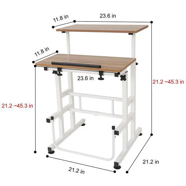 Alt view image 3 of 6 - Adjustable Height Standing Desk with Swinging Footrest Optional for Standing and Seating 2 Modes, Dark Grain L101XWFDT