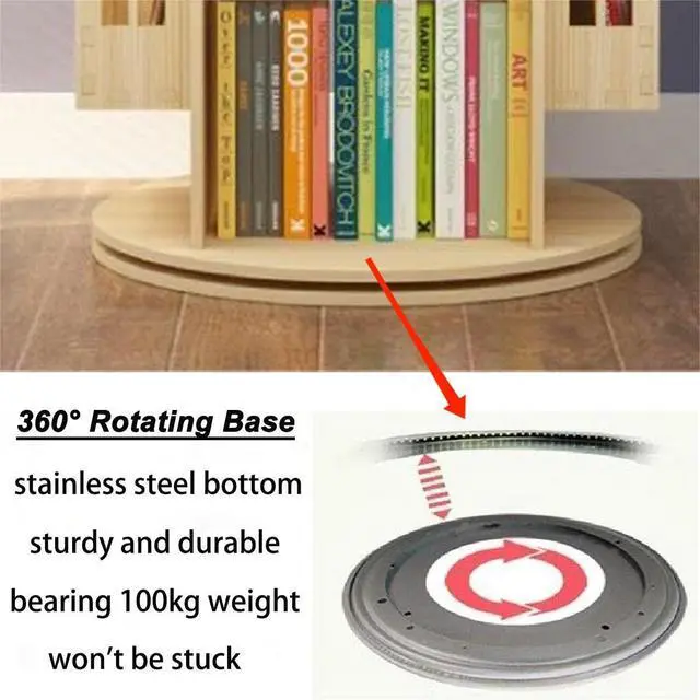 Alt view image 5 of 6 - Large Rotating Bookshelf 360 Degree, Wood Castle Bookshelf Bookcase Floor Standing Storage Book Shelf Display Children's Bookcase for Playroom Kidsroom