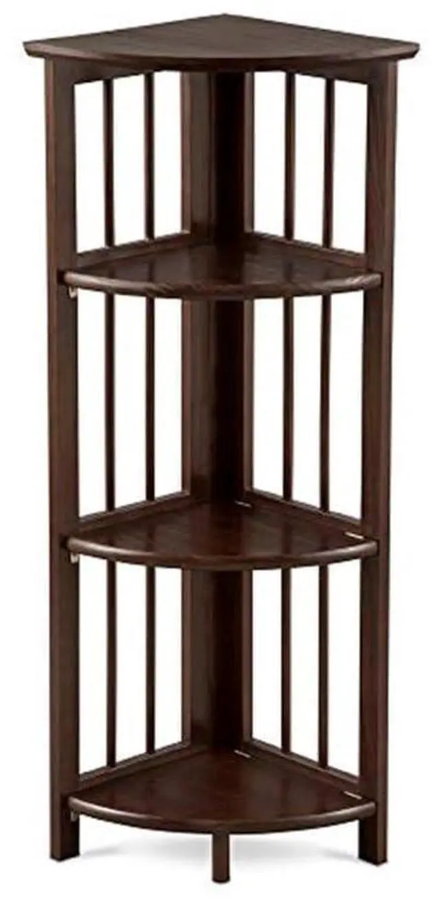 Main image of Natural Beauty 4-Shelf Corner Folding Bookcase, Office, Living Room, Bedroom, Library, Study Room, 38.75" D x 12.5" W x 12.5" H, Truffle Brown