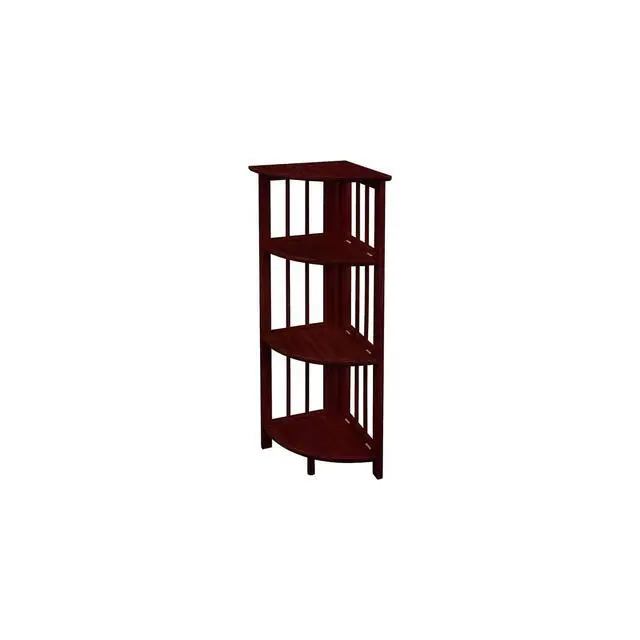 Alt view image 4 of 6 - Natural Beauty 4-Shelf Corner Folding Bookcase, Office, Living Room, Bedroom, Library, Study Room, 38.75" D x 12.5" W x 12.5" H, Truffle Brown