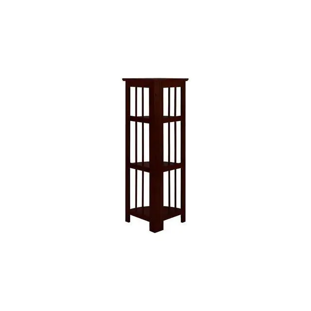 Alt view image 5 of 6 - Natural Beauty 4-Shelf Corner Folding Bookcase, Office, Living Room, Bedroom, Library, Study Room, 38.75" D x 12.5" W x 12.5" H, Truffle Brown