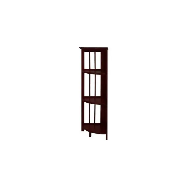 Alt view image 6 of 6 - Natural Beauty 4-Shelf Corner Folding Bookcase, Office, Living Room, Bedroom, Library, Study Room, 38.75" D x 12.5" W x 12.5" H, Truffle Brown