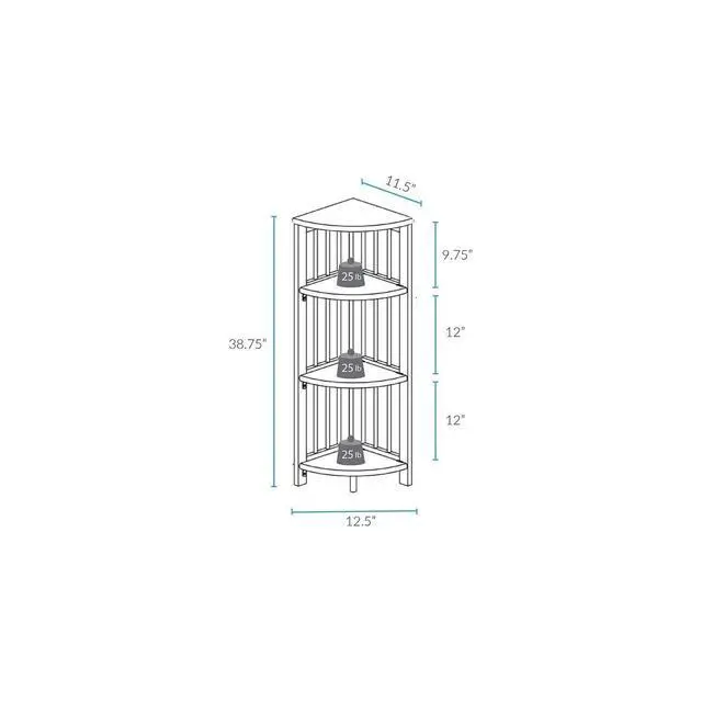 Alt view image 3 of 6 - Natural Beauty 4-Shelf Corner Folding Bookcase, Office, Living Room, Bedroom, Library, Study Room, 38.75" D x 12.5" W x 12.5" H, Sturdy Shelved Bookcase, Corner Bookcase White