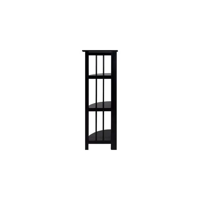 Alt view image 5 of 6 - Natural Beauty 4-Shelf Corner Folding Bookcase, Office, Living Room, Bedroom, Library, Study Room, 38.75" D x 12.5" W x 12.5" H, Sturdy Shelved Bookcase, Corner Bookcase Black