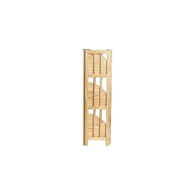 Alt view image 5 of 6 - Natural Beauty 4-Shelf Corner Folding Bookcase, Office, Living Room, Bedroom, Library, Study Room, 38.75" D x 12.5" W x 12.5" H, Sturdy Shelved Bookcase, Corner Bookcase Natural