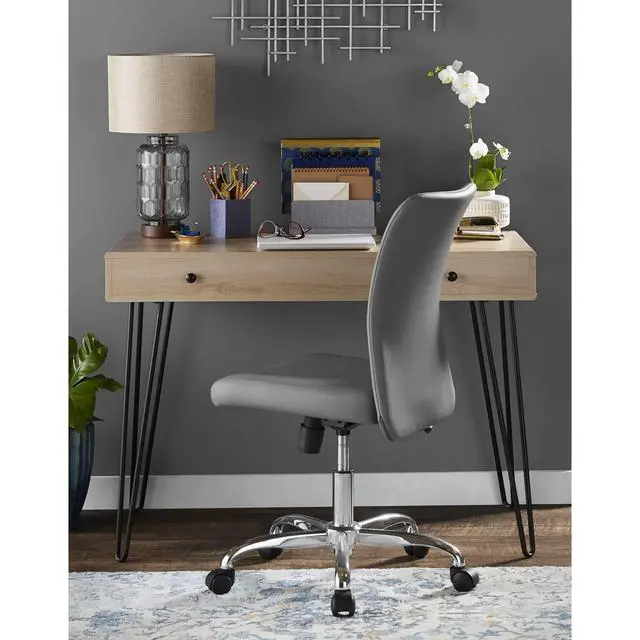 Alt view image 2 of 6 - ® Callay 42" W Writing Desk, Blonde Oak/Black