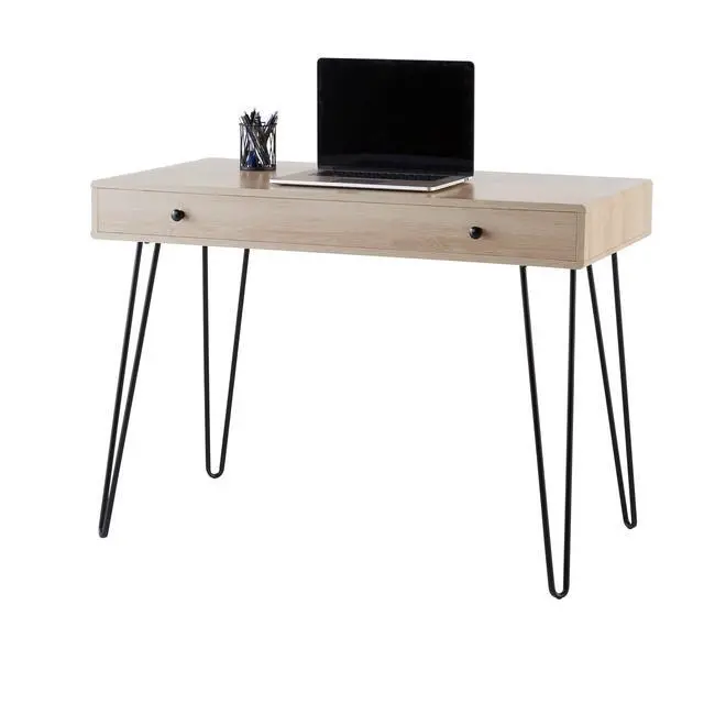 Alt view image 4 of 6 - ® Callay 42" W Writing Desk, Blonde Oak/Black