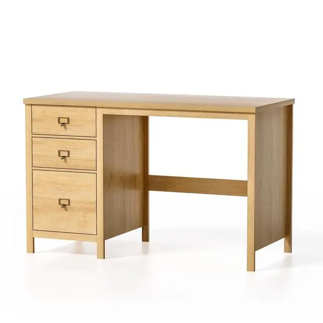 Alt view image 6 of 6 - 47" Executive Desk with File Drawer, Farmhouse Home Office Desk with Storage Drawer Wood Computer Writing Desk for Study Office, Natural Oak