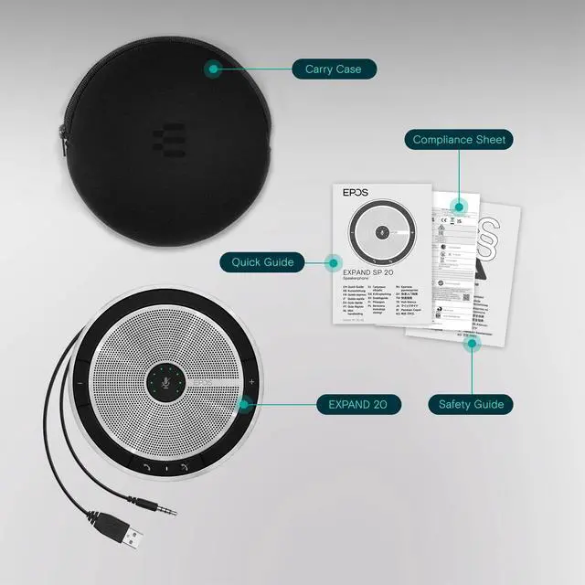 Alt view image 4 of 4 - Sennheiser Enterprise Solution SP 20 ML 506050 Sound-Enhanced, User Friendly Mobile Speaker Phone For Desk Mobile Phone Softphone PC Connection Skype for Business Certified, Silver, EXPAND SP 20