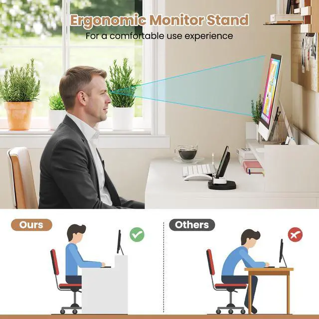 Alt view image 5 of 6 - White Desk with Storage Shelves, 43" Home Office Computer Desk with Charging Station, Dual 3 Tier Bookshelf & Monitor Stand, PC Table Workstation, Modern Study Writing Desk for Bedroom, Dorm