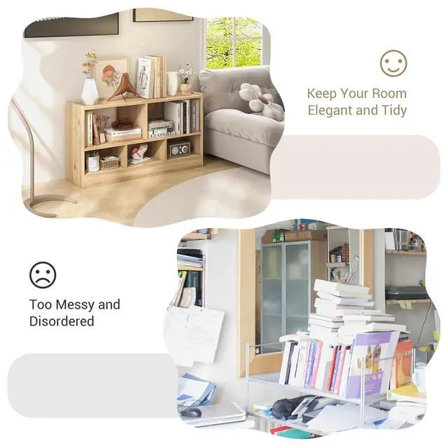 Alt view image 5 of 6 - 5-Cube Bookcase, 2-Tier Open Display Bookshelf w/Storage, Wooden Cube Storage Organizer for Classroom, Daycare, Living Room, Bedroom, Playroom, Home, Office, 12D x 44W x 24H