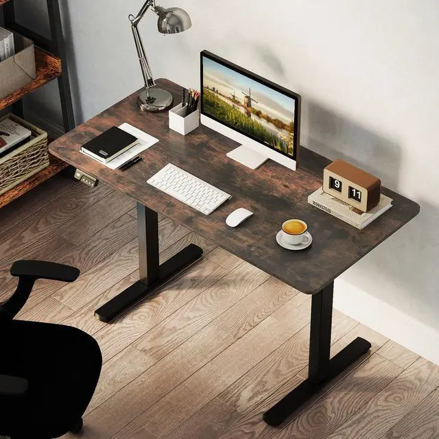 Alt view image 2 of 6 - 48" x 24" Electric Standing Desk, Ergonomic Height Adjustable Sit to Stand Desk with LED Display & 2 Memory Height Settings, Headphone Hook, Home Office Desk (Rustic Brown & Black)
