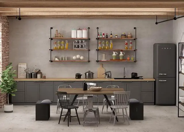 Alt view image 2 of 6 - Industrial Wall Mounted Pipe Shelving,Rustic Metal Floating Shelves,Steampunk Real Wood Bookcases,DIY Bookshelf Hanging Shelves,Farmhouse Kitchen Bar Office Home Storage (4-Tier with 3 Boards,36in)
