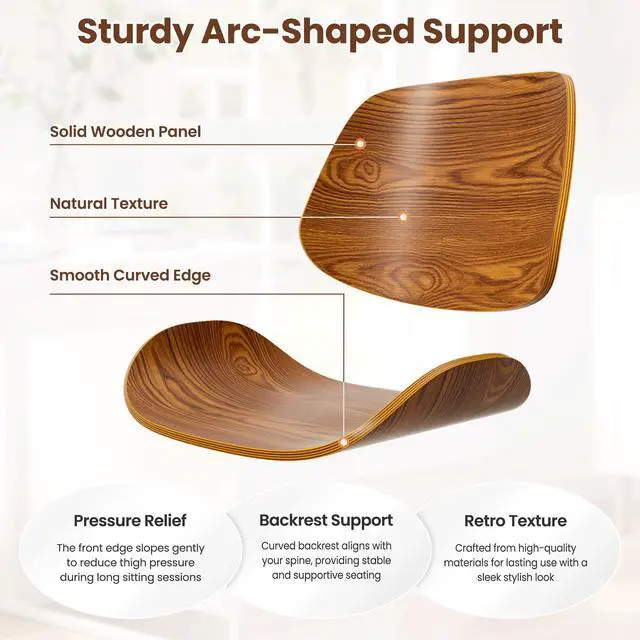 Alt view image 6 of 6 - Home Office Chair with Wheels, Modern PU Leather Swivel Computer Desk Chair, Mid Back Adjustable Height Armless Walnut Chairs for Office (White Button)