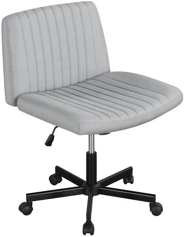 Main image of Criss Cross Office Chair with Wheels, Swivel Cross Legged Desk Chair with Wide Padded Seat, Rocking Function and Adjustable Height, Rolling Armless Computer Task Chair for Home Office, Gray