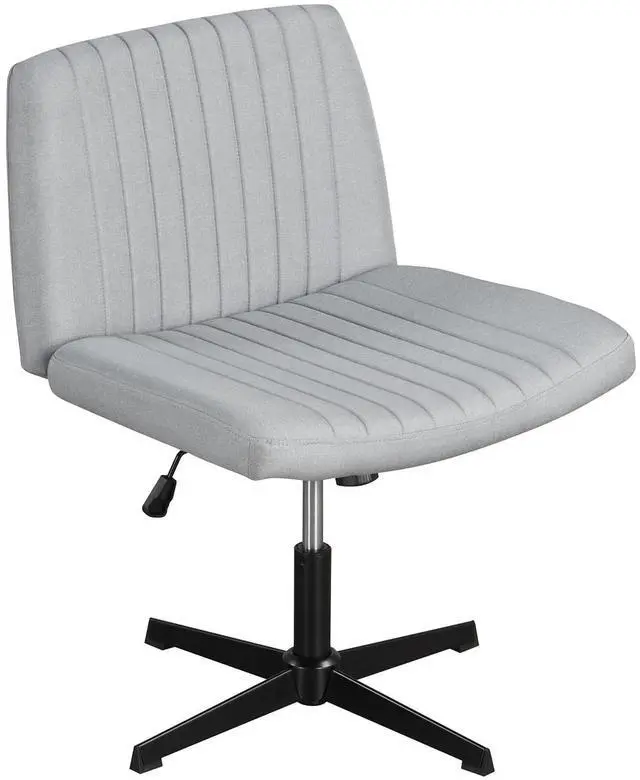 Main image of Criss Cross Office Chair with No Wheels, Swivel Cross Legged Desk Chair with Wide Padded Seat, Rocking Function and Adjustable Height, Armless Computer Task Chair for Home Office, Gray