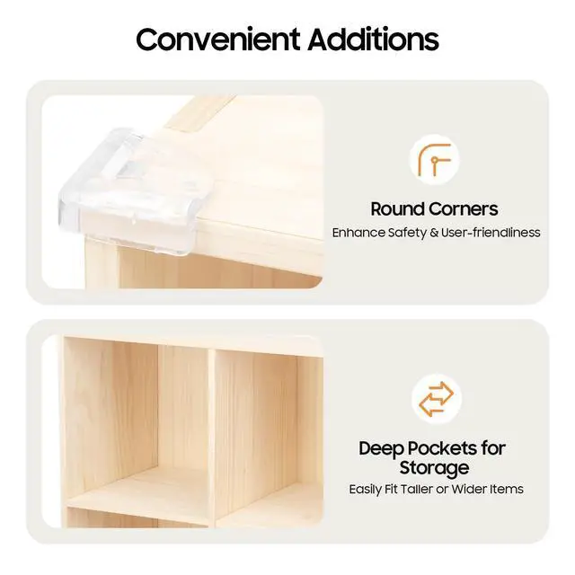 Alt view image 5 of 6 - Solid Wood 18 Cube Storage Organizer Small Bookshelf for Small Spaces Wooden Cube Shelf Bookcase Floorstanding Storage Shelves Cubby Storage Organizer for Bedroom Living Room Study (70.87 in)