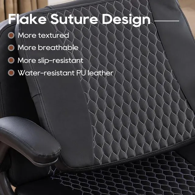 Alt view image 5 of 6 - Criss Cross Chair with Flip Backrest, Desk Chair with Flip Up Arms, Ergonomic Cross Legged Office Chair with Wheels, Adjustable Height Swivel Vanity Chair, PU Leather 2PCS, Black