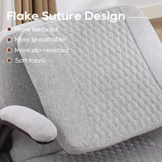 Alt view image 5 of 6 - Criss Cross Chair with Flip Backrest, Desk Chair with Flip Up Arms, Ergonomic Cross Legged Office Chair with Wheels, Adjustable Height Swivel Vanity Chair, Fabric, Grey