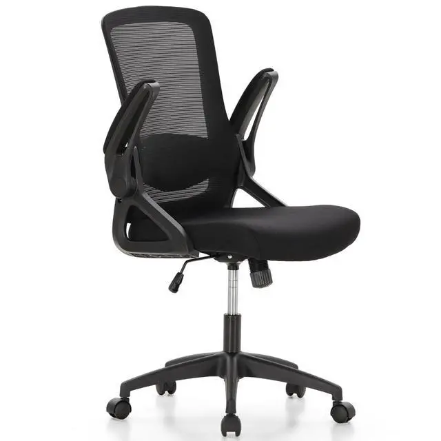 Alt view image 4 of 6 - Ergonomic Mesh Office Desk Chair High Back, 360° Swivel Rocking Executive Computer Chair with Flip-up Armrests, Height Adjustable Lumbar Support, Black, Load Capacity: 300 lbs