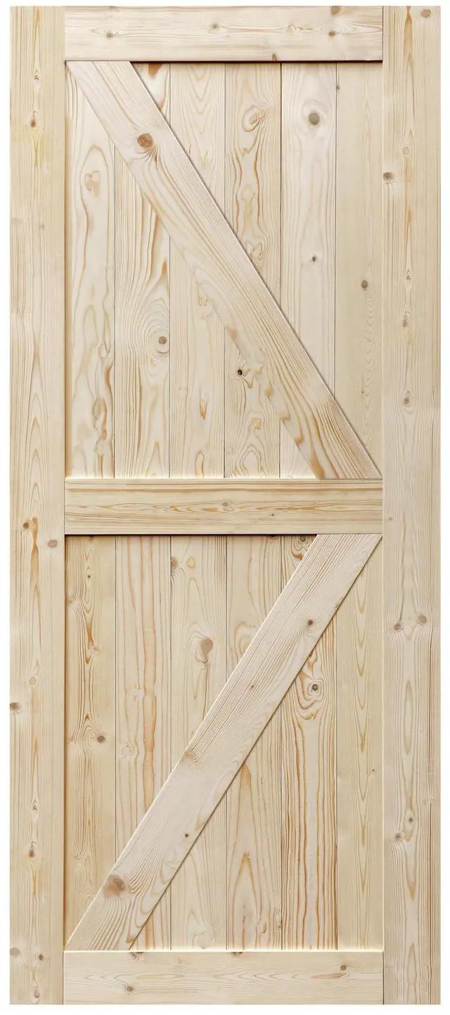 Main image of ® 38in x 80in Barn Door, Unfinished British Brace Barn Door/Modern Style/Solid Wood/Simple Assembly is Required,Without Sliding Hardware