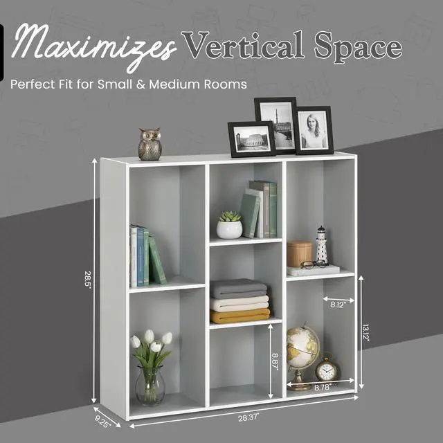 Alt view image 2 of 6 - Haven 7-Shelf Tall Bookshelf, Floor Standing Modern Bookcase Storage Organizer with Vertical Open Shelves for Home Office, Living Room & Bedroom Display, Sage Green