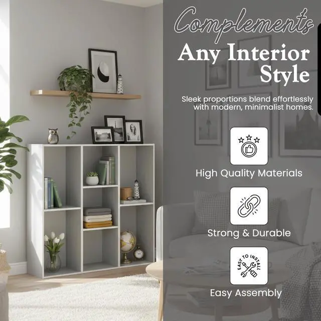 Alt view image 4 of 6 - Haven 7-Shelf Tall Bookshelf, Floor Standing Modern Bookcase Storage Organizer with Vertical Open Shelves for Home Office, Living Room & Bedroom Display, Sage Green